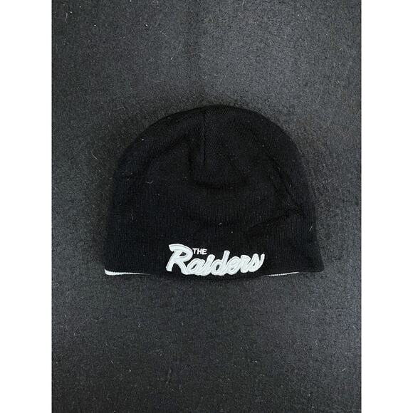 Raiders Reversible beanie Mens one Size Black Embroidered Las Vegas Reebok NFL - Picture 2 of 6